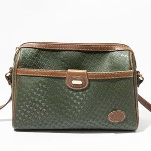 Vintage 1988 Liz Claiborne Green Embossed Purse with Leather Trim